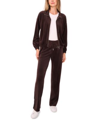 Women's Velour Zip-Front Mock Neck Jacket