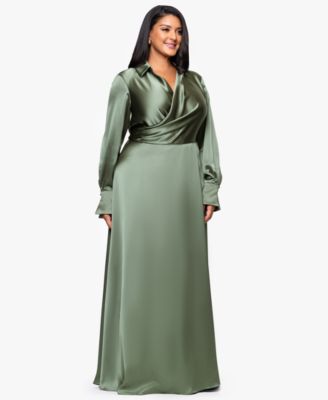 Plus Size Collared A-Line Ball Gown