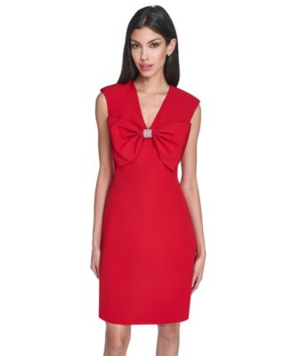 Petite Bow Front Fit and Flare Dress