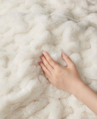 Ruched Reversible Faux-Fur Throw, 50" x 60"