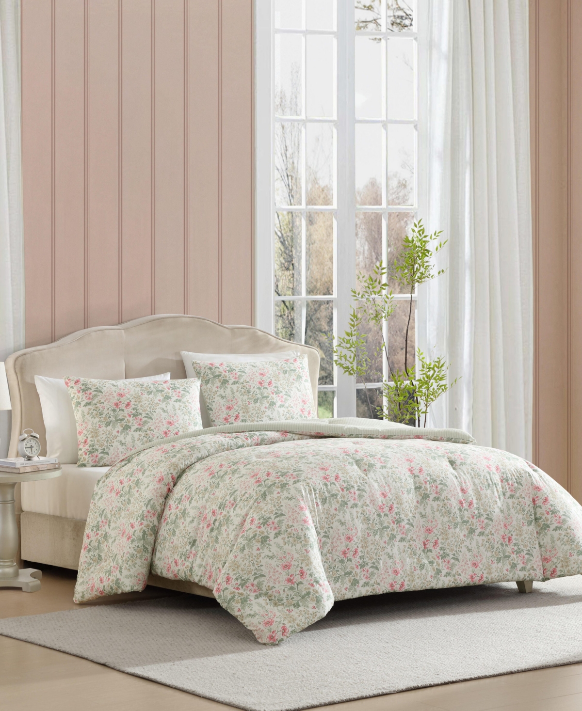 Laura Ashley Arden Floral Washed Microfiber Comforter Set In Multi