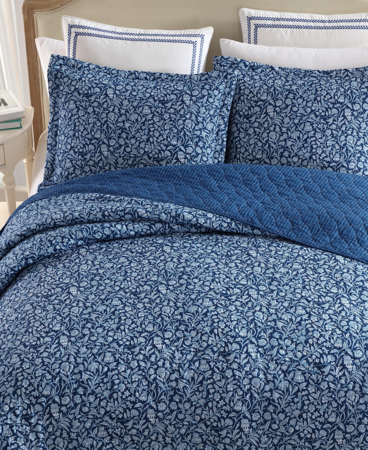 Laura Ashley Elaina Cotton 3-pc. Quilt Set, King In Blue