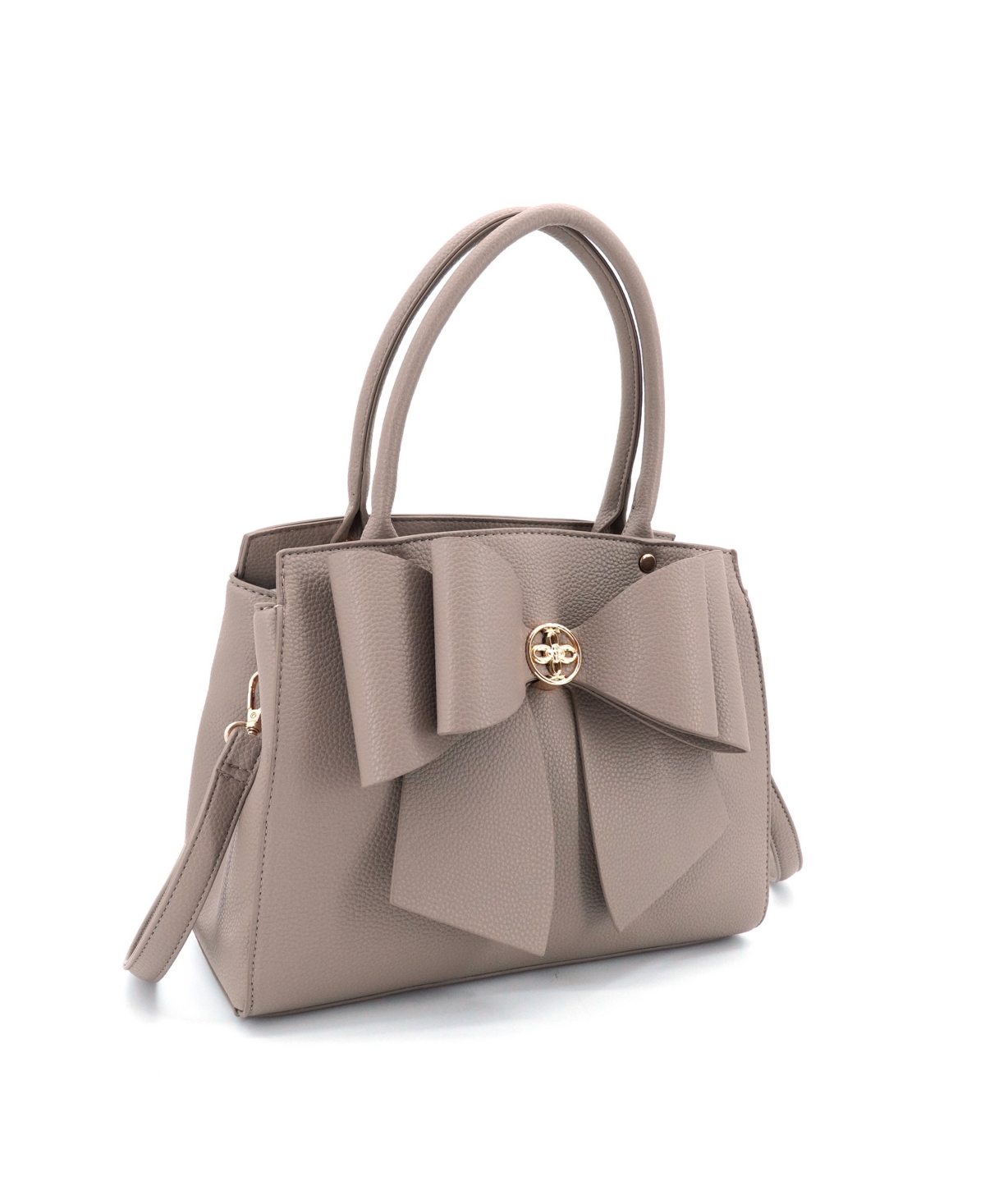 Like Dreams Park Double Bowtie Zipper Satchel Bag In Brown