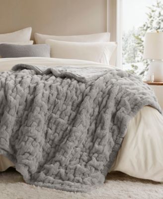Ruched Reversible Faux-Fur Throw, 50" x 60"