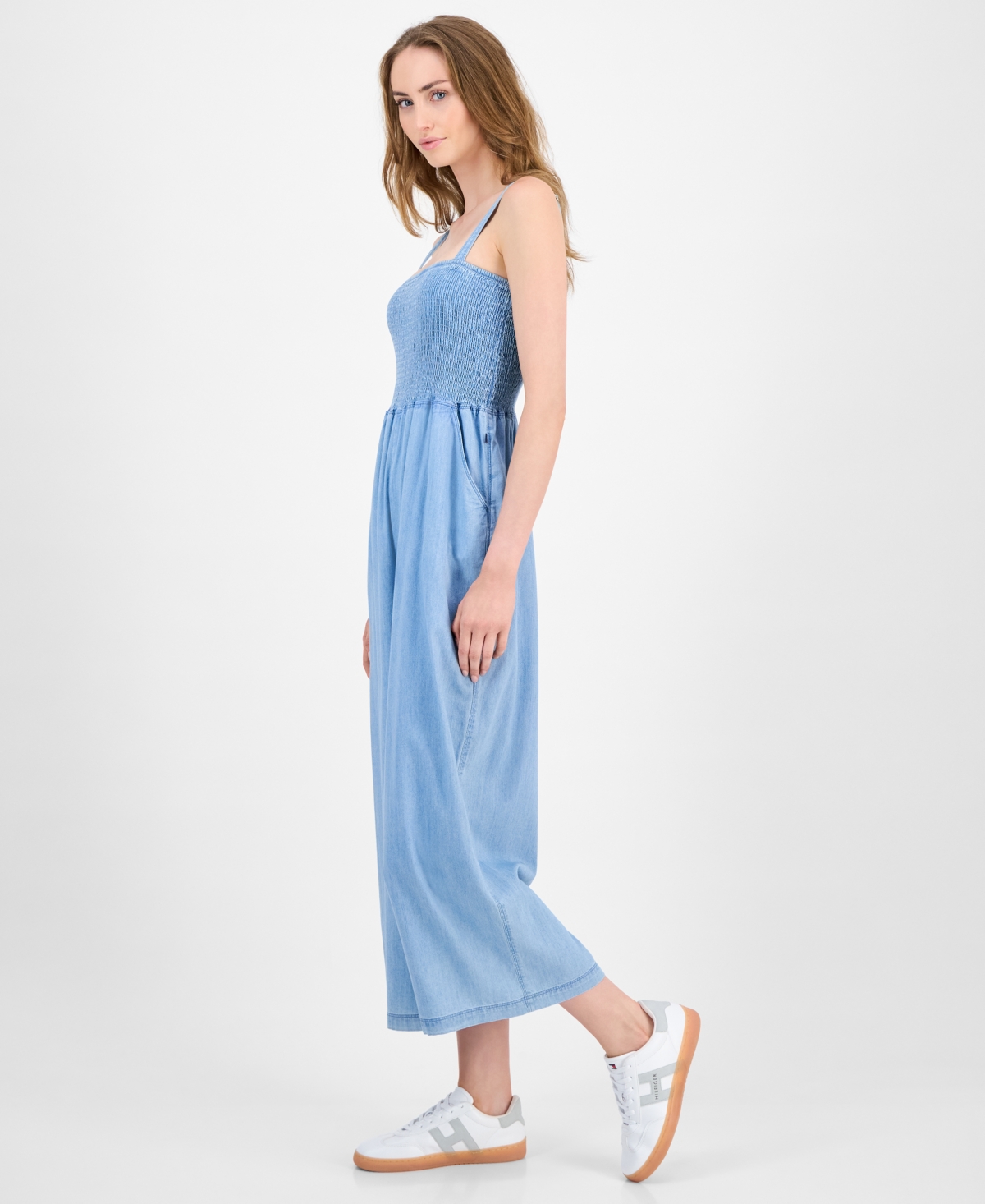 Tommy Hilfiger Women's Smocked Chambray Jumpsuit