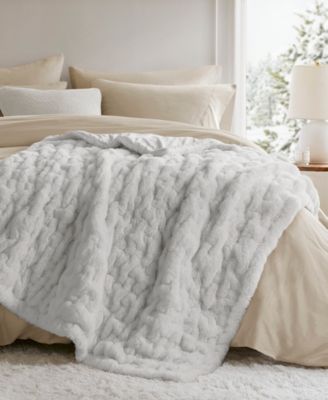 Ruched Reversible Faux-Fur Throw, 50" x 60"
