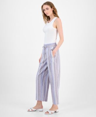 Women's Striped Drawstring-Waist Pants