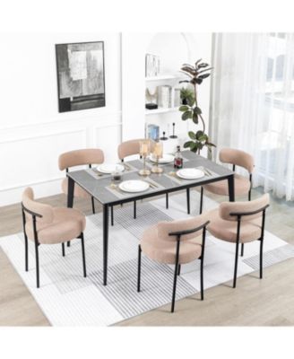  Set of 6 Boucle; Metal Mid-Century Modern Dining Chairs