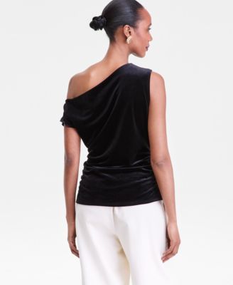 Women's Asymmetric Draped Velvet Top, Macy's Exclusive