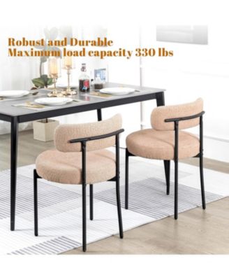 Kitchen Chairs Mid-Century Modern Dining Chairs Set of 2, Kitchen Dining Room Chairs, Boucle Upholstered Wishbone Dining Chair