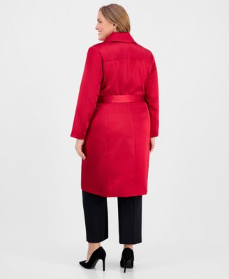 Women's Plus Size Button Front Trench Jacket