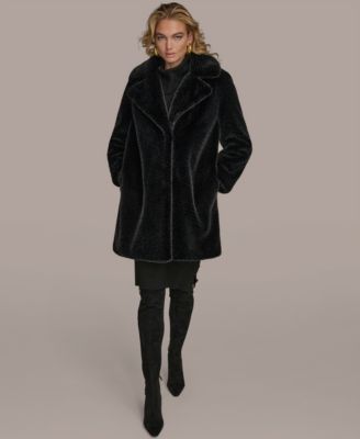 Women's Notched-Collar Faux-Fur Coat