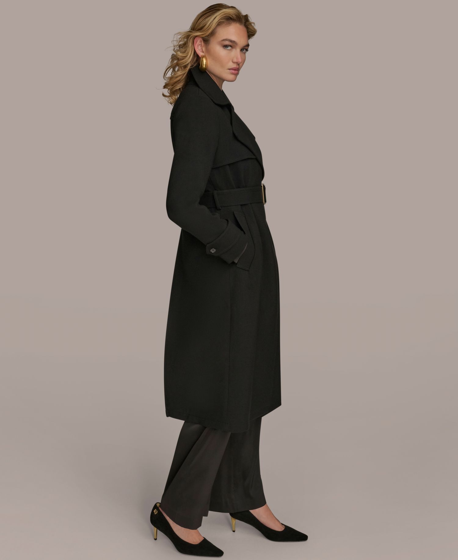 Women's Belted Notched-Collar Trench Coat