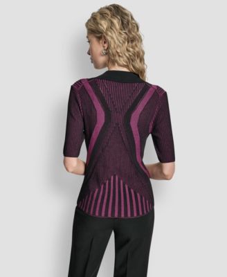 Women's Zip Up Short Sleeve Sweater