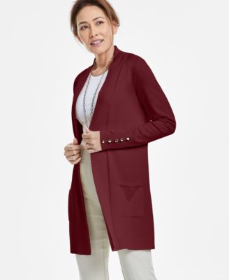 Women's Button-Sleeve Flyaway Cardigan Sweater