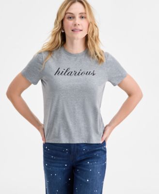 On 34th - Women's Knit Short-Sleeve Hilarious Boyfriend Graphic T-Shirt