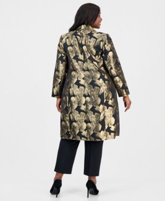 Plus Size Floral Jacquard Topper Jacket