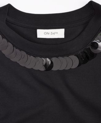 Women's Paillette Embellished T-Shirt, Macy's Exclusive