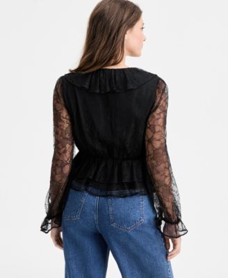 Women's V-Neck Ruffle Lace Top, Macy's Exclusive
