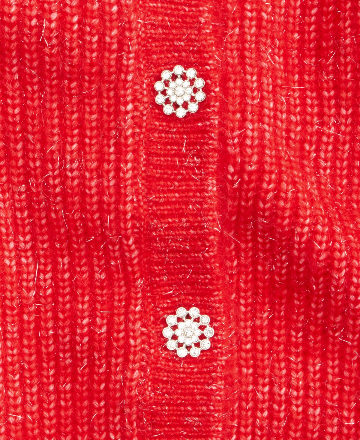On 34th Women's Metallic-flecked Rhinestone-button Cardigan, Macy's Exclusive In Red