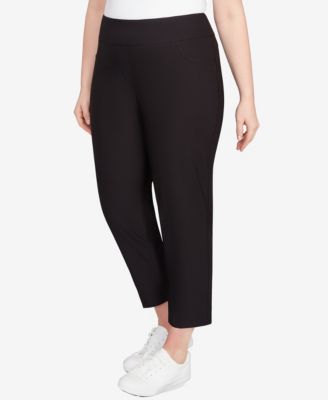 Plus Size Smooth Silky Tech Knit Ankle Pants