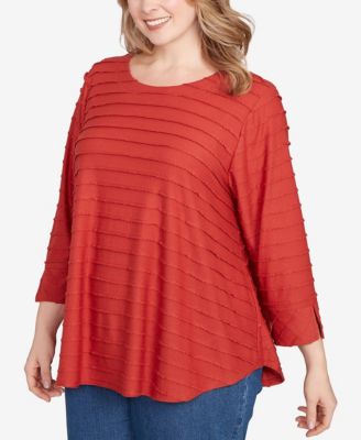 Plus Size Scalloped Jacquard Knit Top