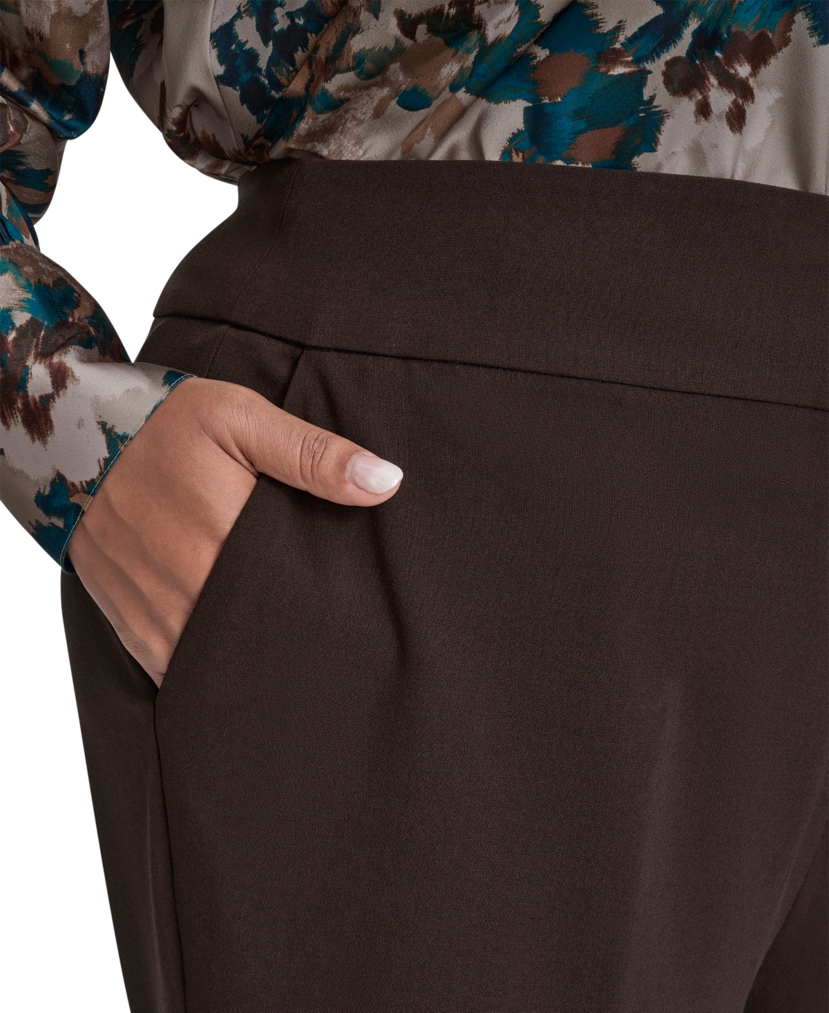 Calvin Klein Plus Size Mid-rise Wide-leg Pants In Brown