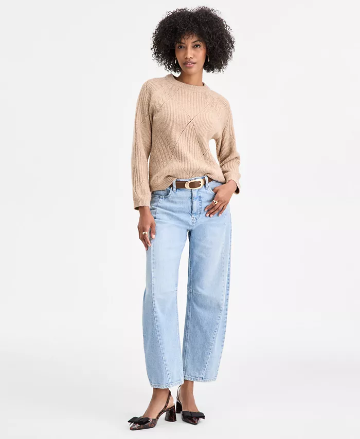 Women's Mixed-Argyle Crewneck Sweater - thumbnail 6