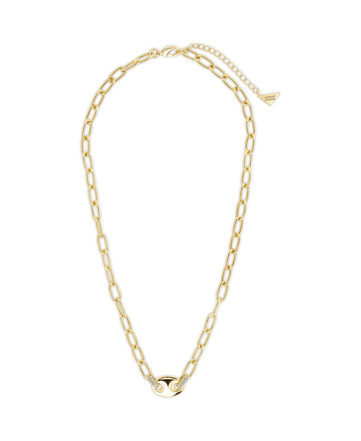 Sterling Forever Bliss Cubic Zirconia Anchor Chain Necklace In Gold