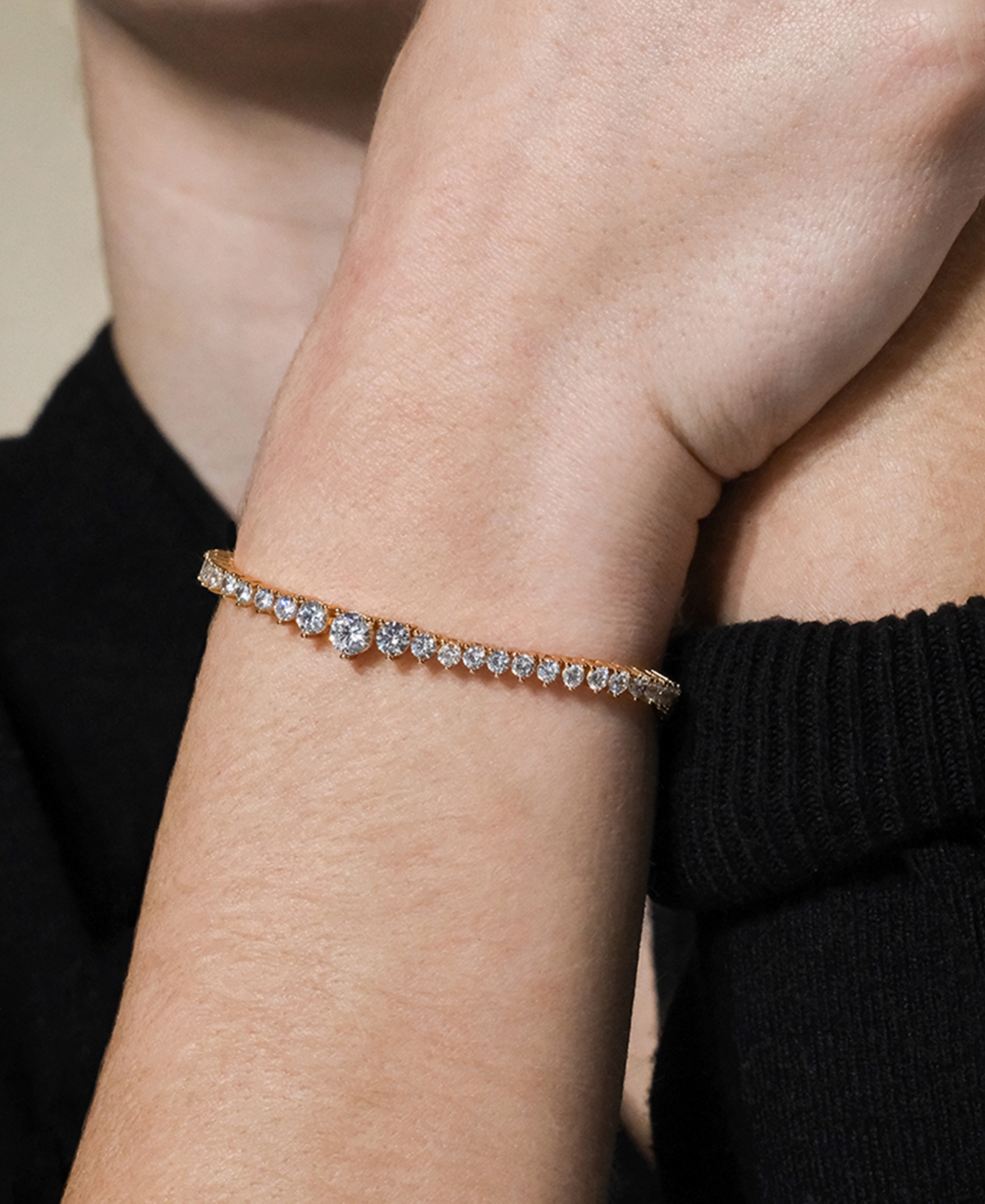 Sterling Forever Brette Cubic Zirconia Tennis Bracelet In Gold