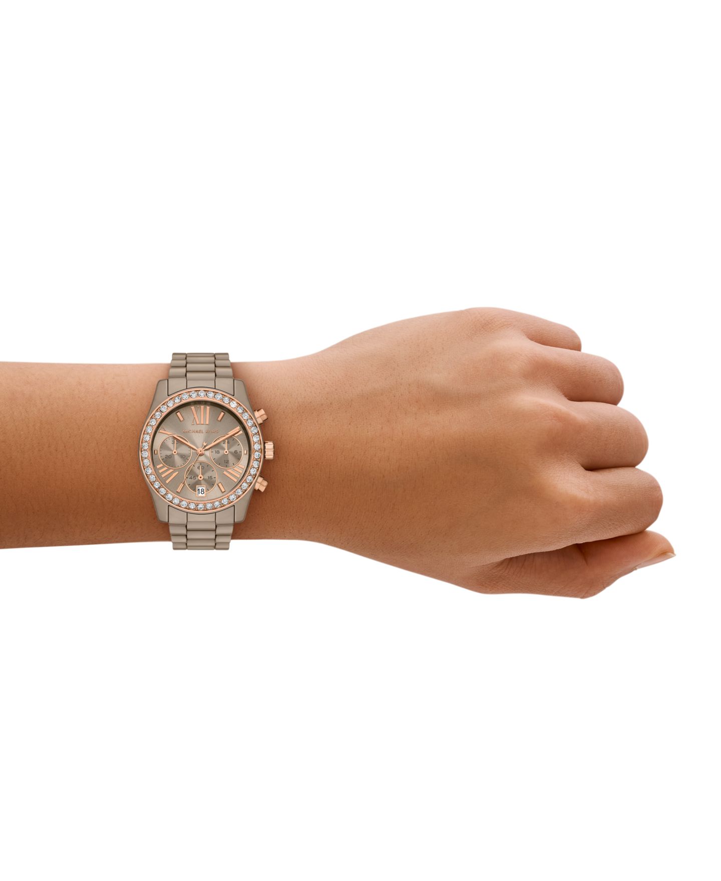 Женские часы Michael Kors Lexington Chronograph Mink Ceramic Watch, 38mm — фото 4