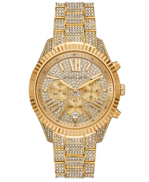 Женские часы Michael Kors Lexington Chronograph Gold-Tone Stainless Steel Watch, 42mm