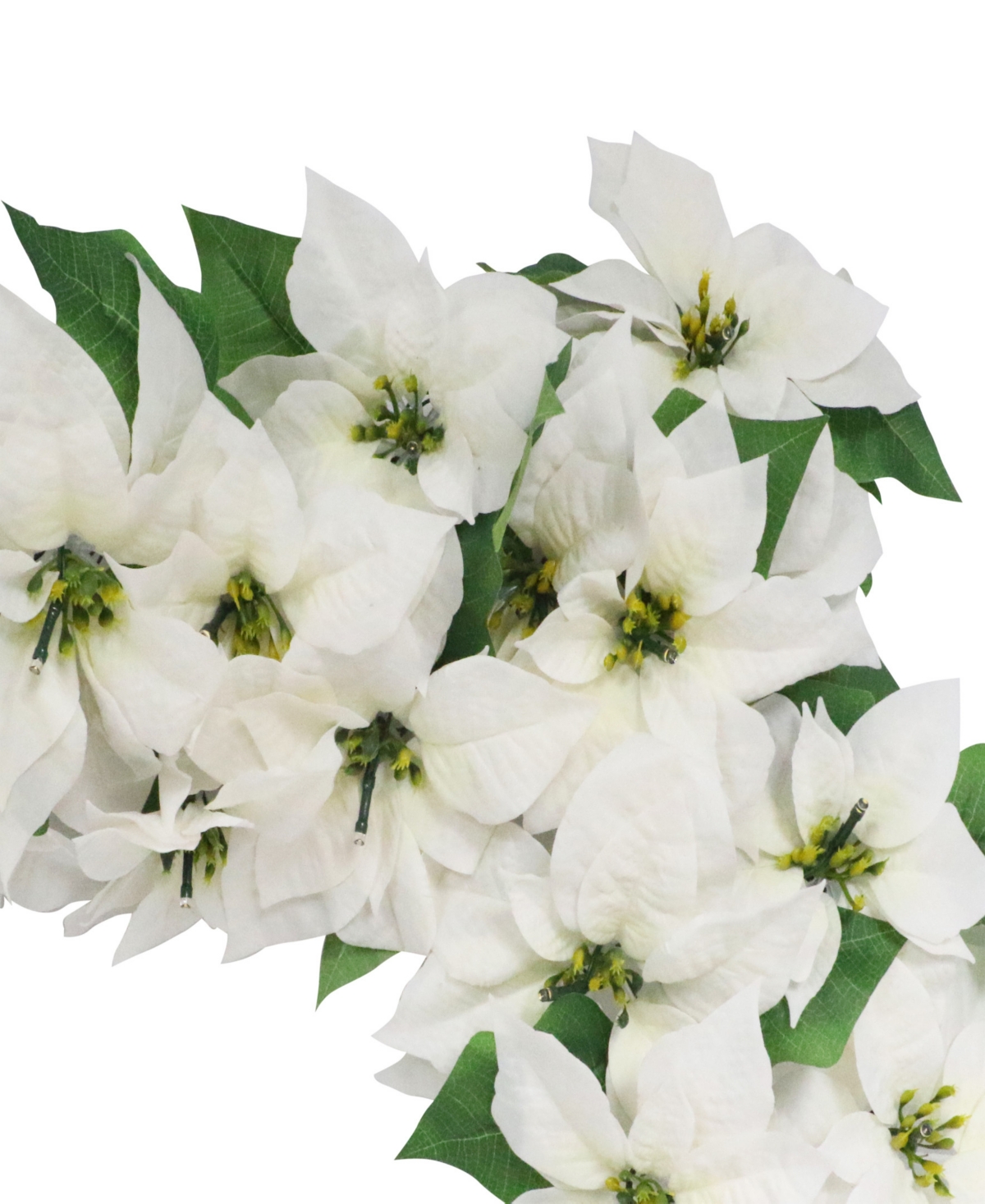 Puleo 12" Pre-lit Artificial Poinsettia Garland In White