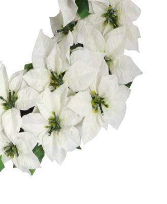 Puleo 24" Pre-Lit Artificial White Poinsettia Wreath