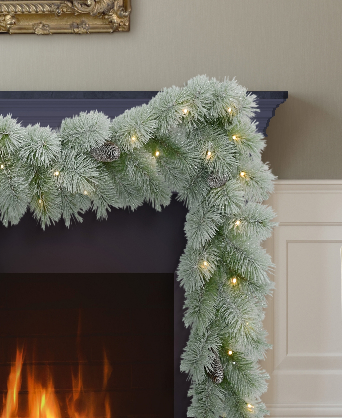 Puleo 9' X 10" Pre-lit Flocked Garland In Green