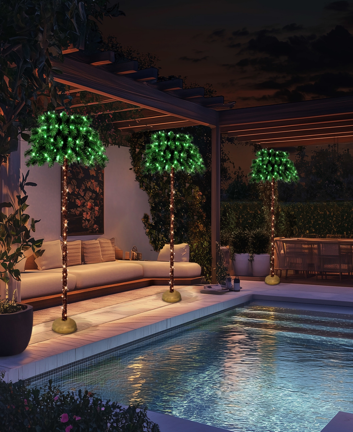Puleo 6' Pre-lit Artificial Palm Tree In Green