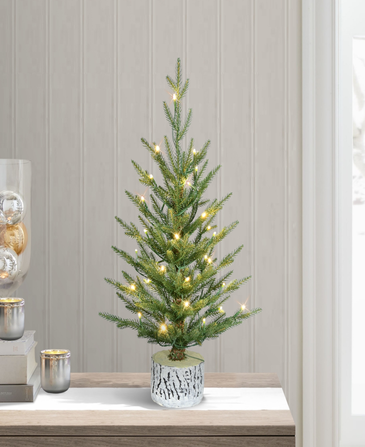 Puleo 2' Pre-lit Artificial Potted Arctic Fir Tree In Green
