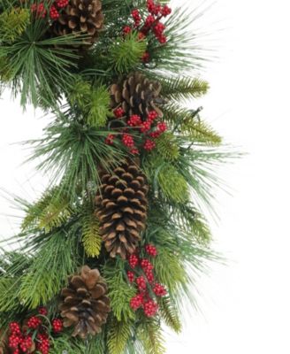 Puleo 26" Pre-Lit Artificial Adorned Christmas Wreath