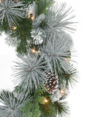 Puleo 24" Pre-Lit Artificial Flocked Wreath