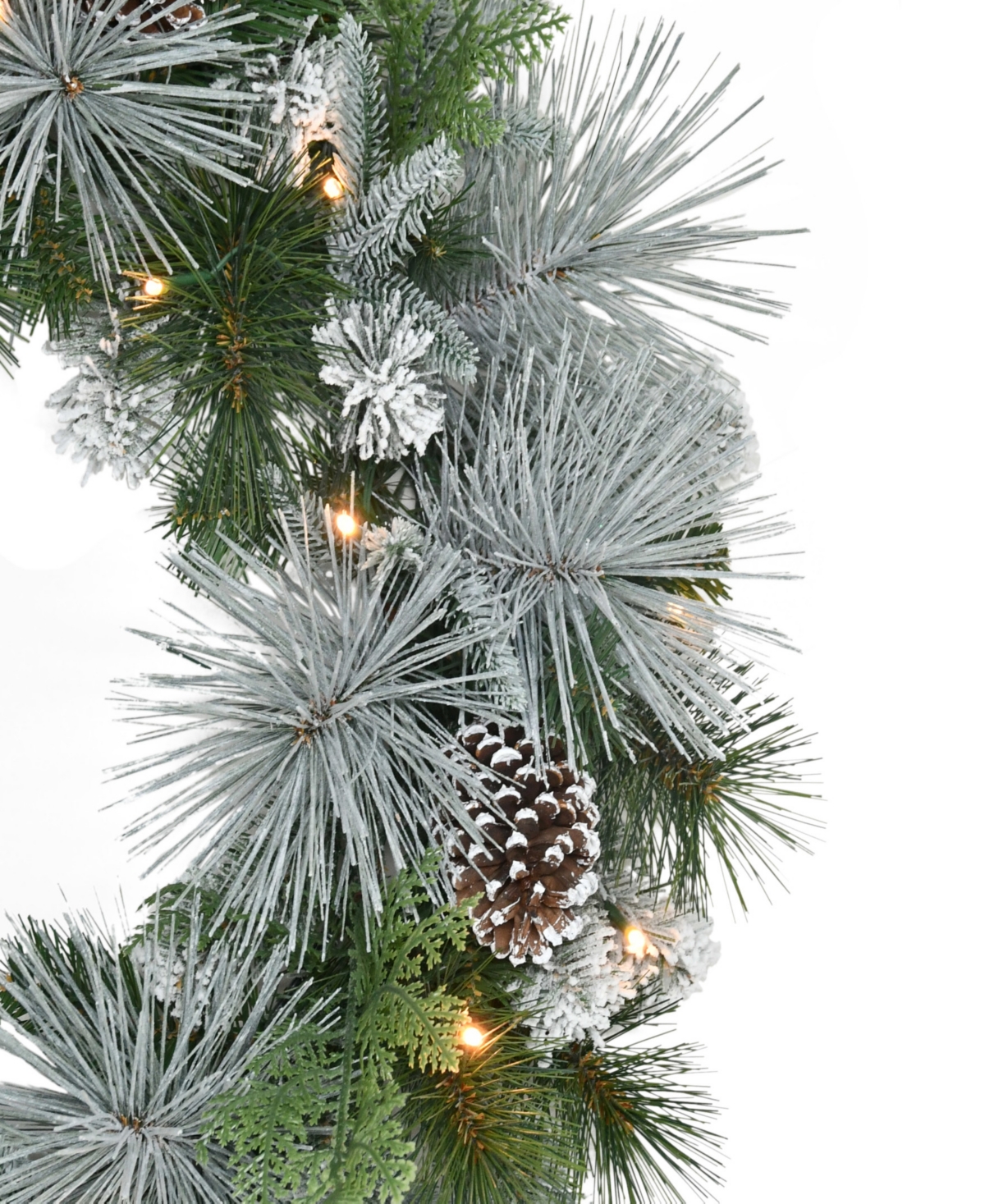 Puleo 24" Pre-lit Artificial Flocked Wreath In Green