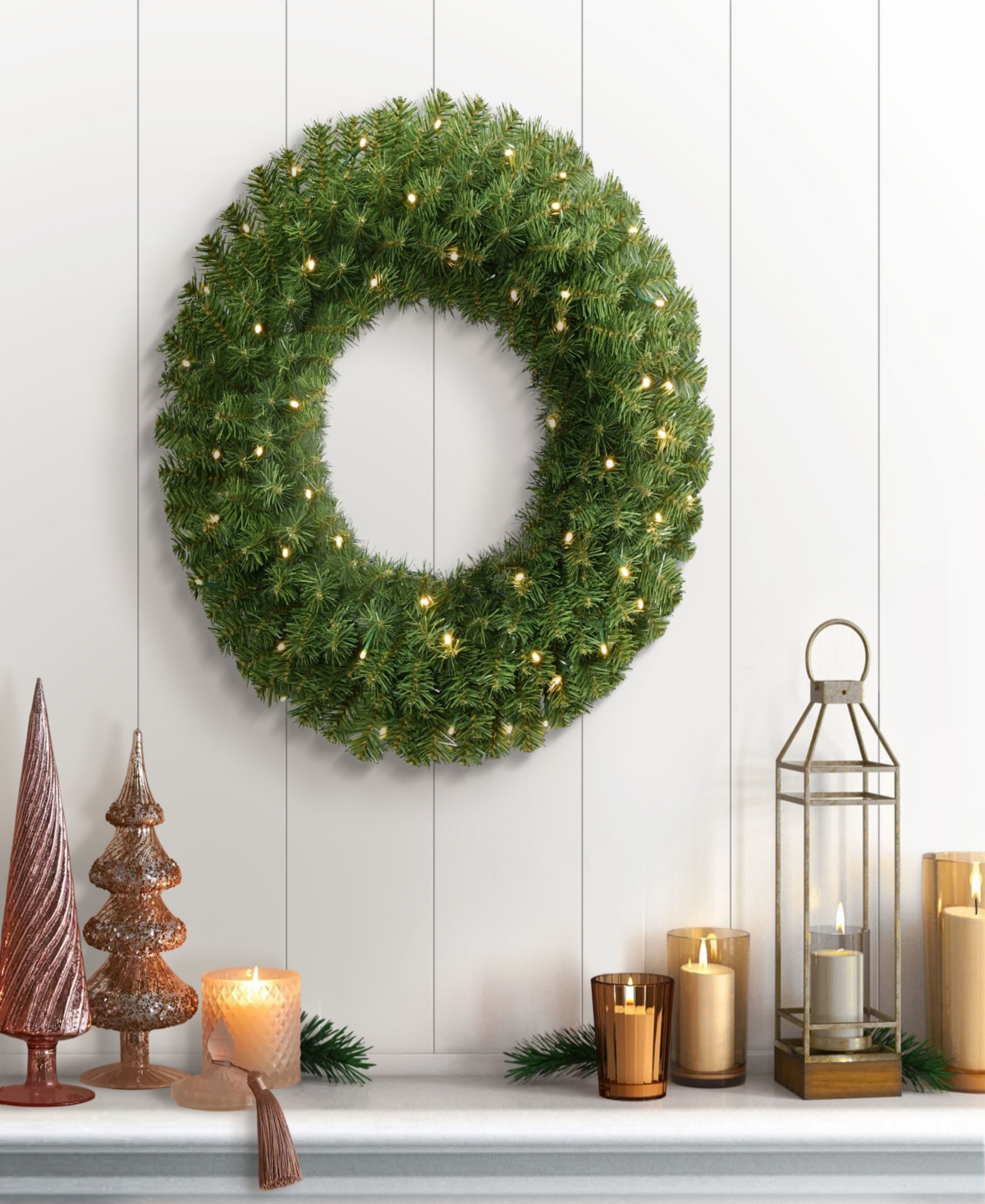 Puleo 24" Pre-lit Artificial Christmas Wreath In Green