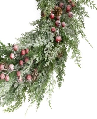 Puleo 24" Pre-Lit Artificial Flocked Wreath