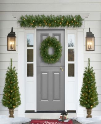 Puleo 4-Pc. Pre-Lit Artificial Christmas Tree and Wreath Set