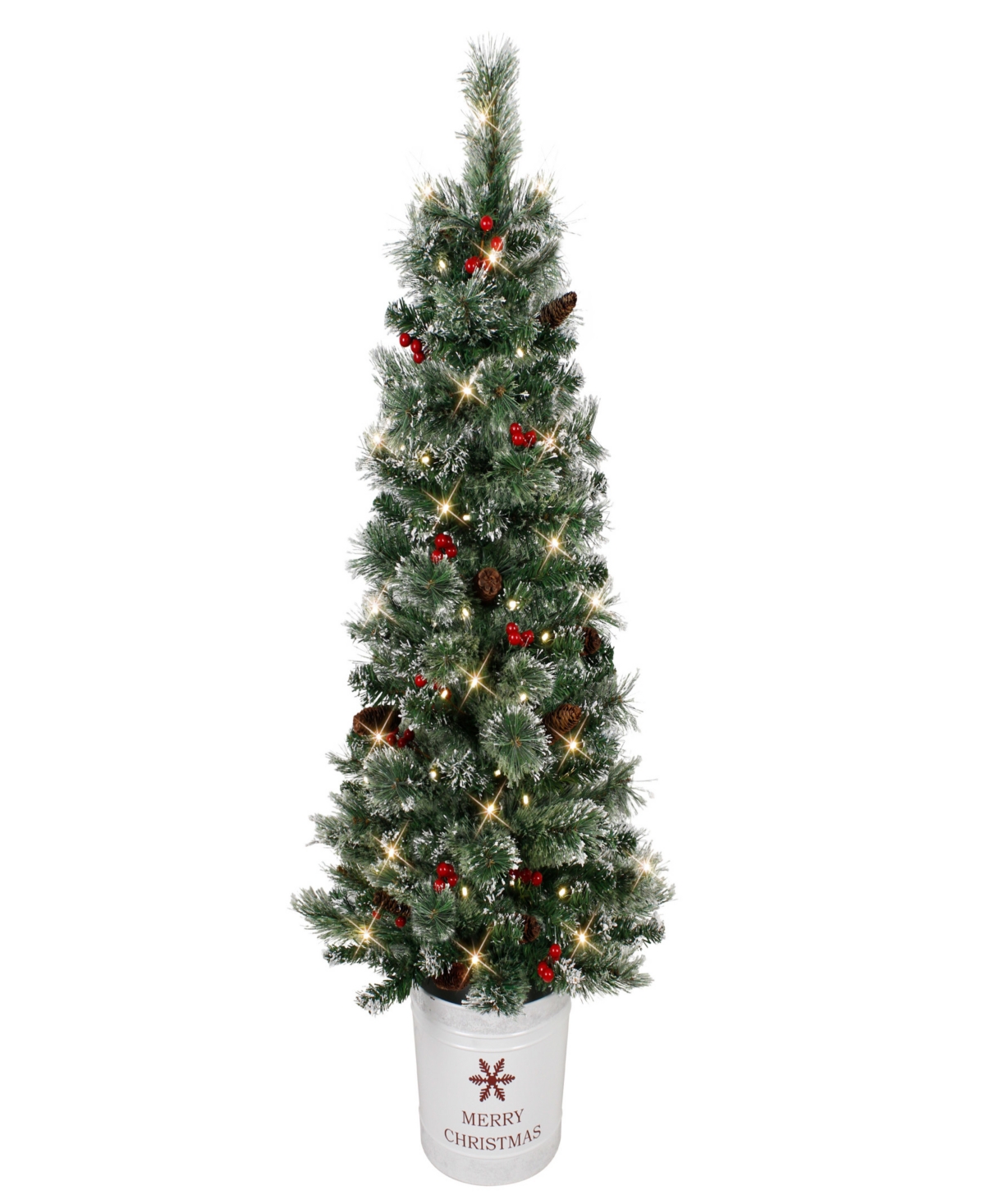Puleo 4.5' Pre-lit Potted Pine Artificial Christmas Tree In Green