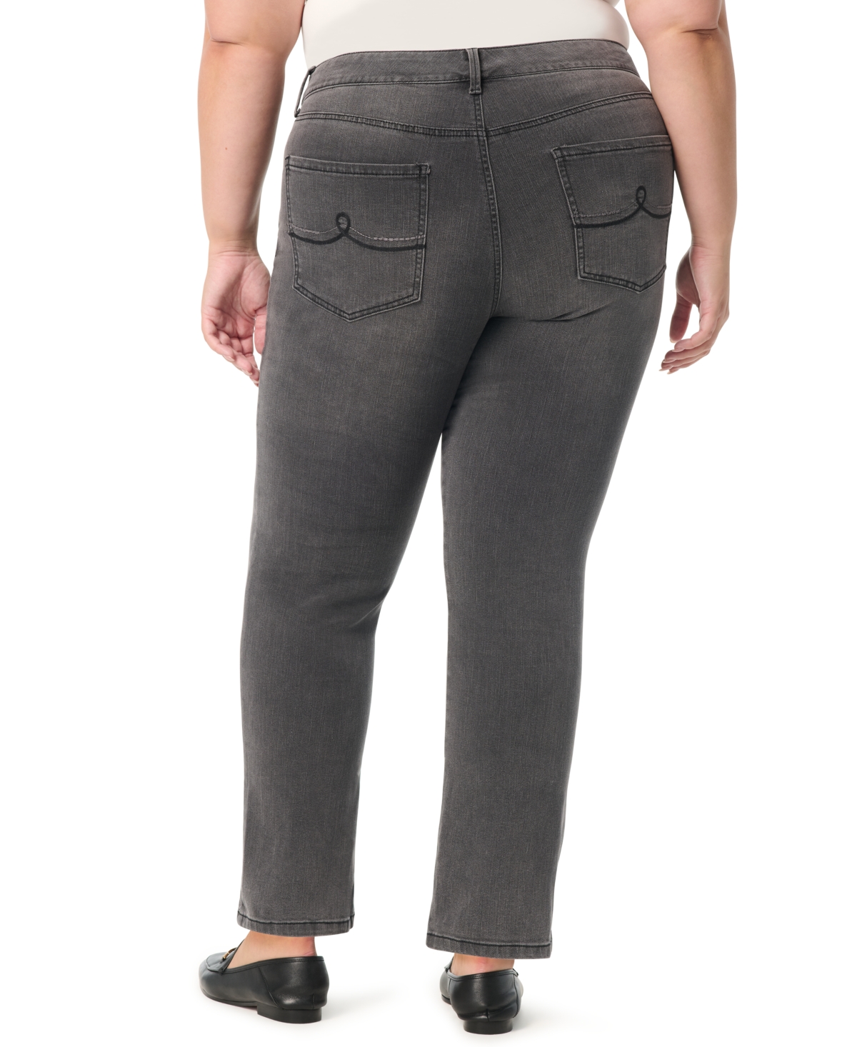 Gloria Vanderbilt Plus Size Tummy Sculpt Straight Jeans In Gray