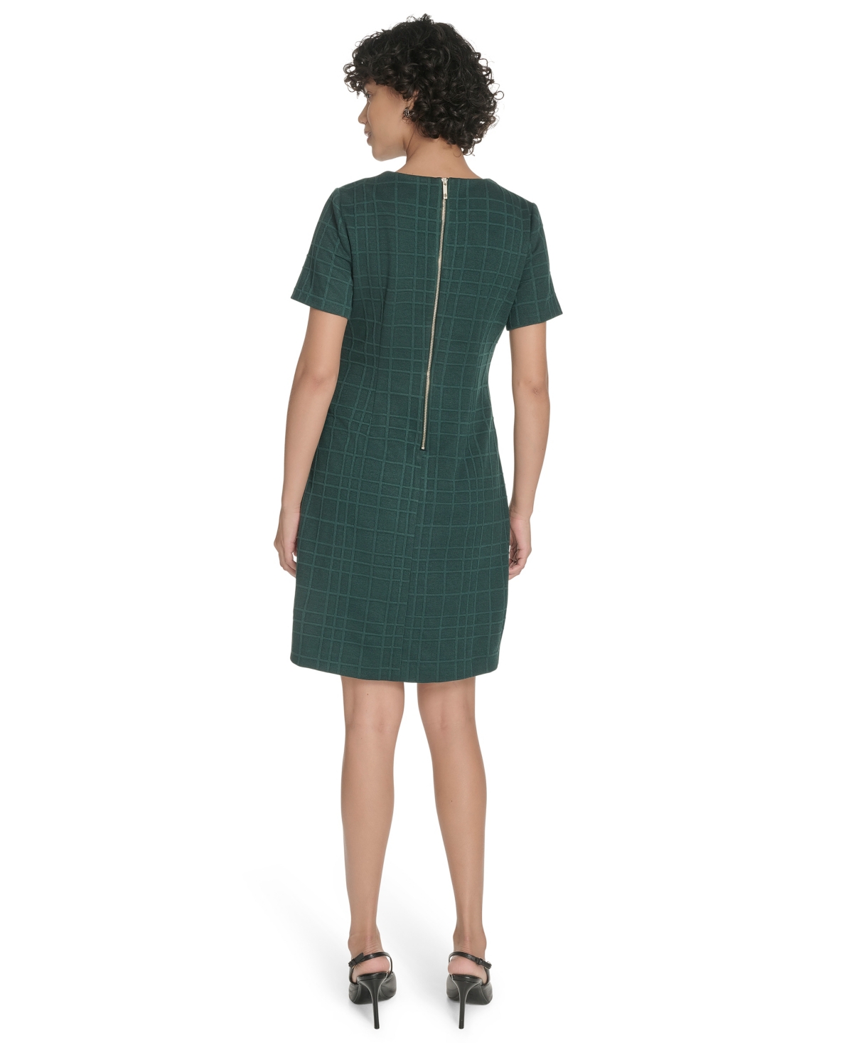 Tommy Hilfiger Petite Short Sleeve Knit Shift Dress In Green