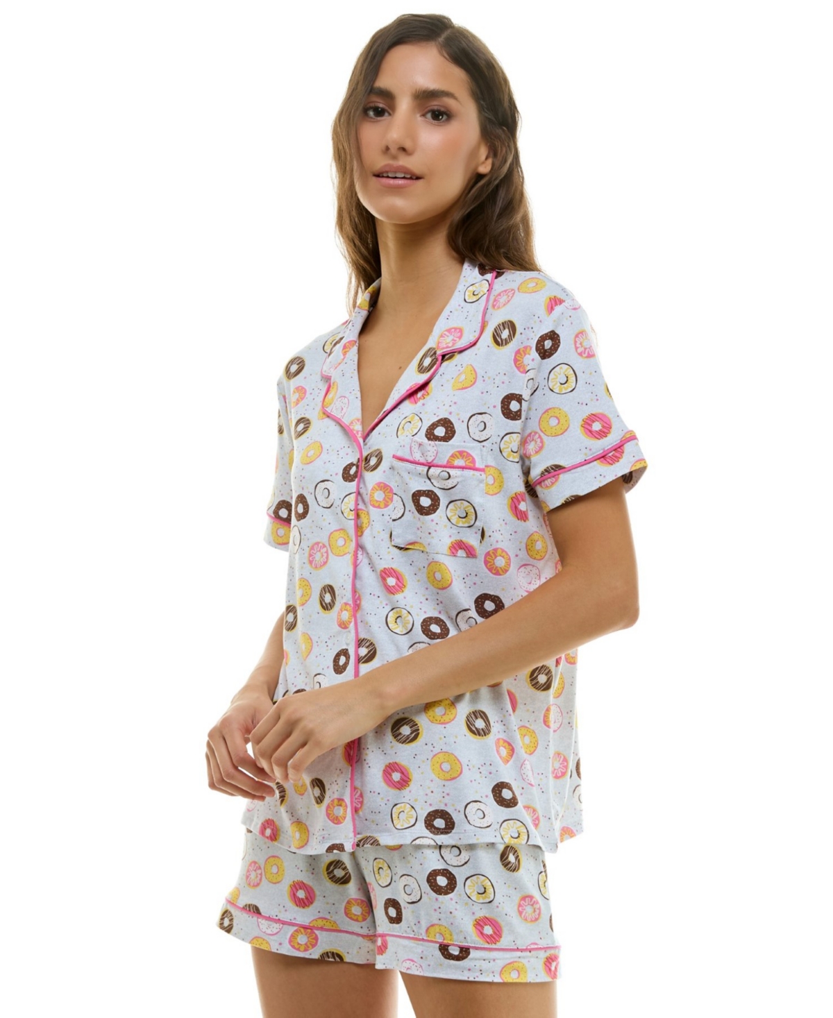 Derek Heart Women's Printed Top And Shorts Set In Blue