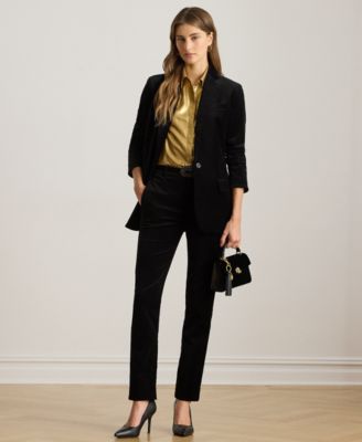 Petite Notched Lapel Long Sleeve Blazer