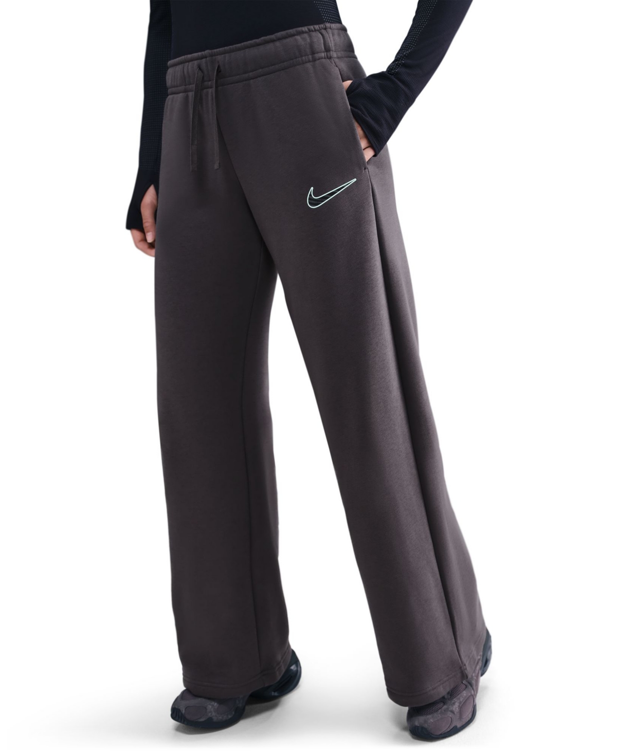 Nike Sportswear Women's Mid-rise Wide Leg Sweatpants In Gray