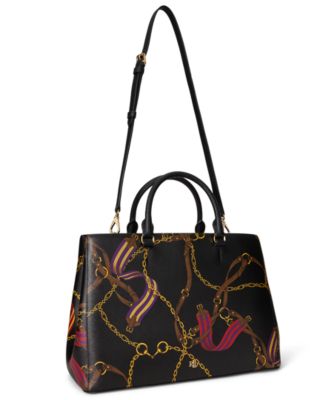 Plaid Leather Large Hanna Satchel Bag